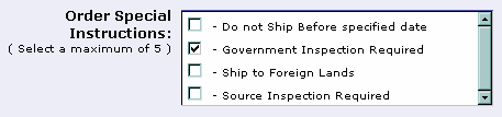 Image of order header special instructions